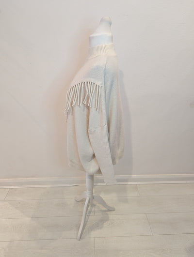 Cream fringed jumper One Size NWT £29.99