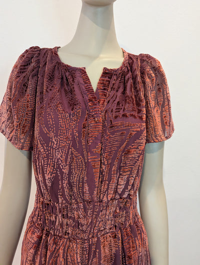 By Anthropologie Rust Velour Jumpsuit S