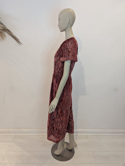 By Anthropologie Rust Velour Jumpsuit S