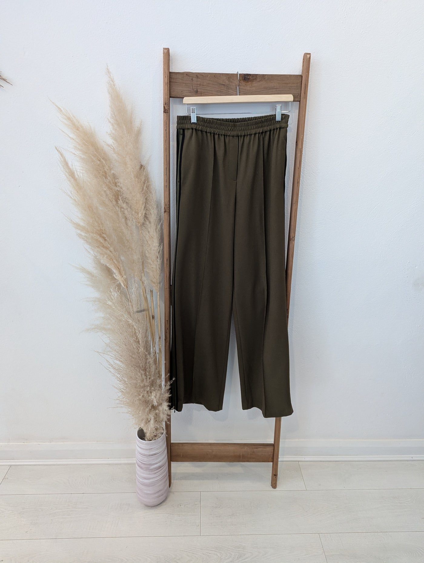 M&S Khaki Stripe Jogger Size 12 Long