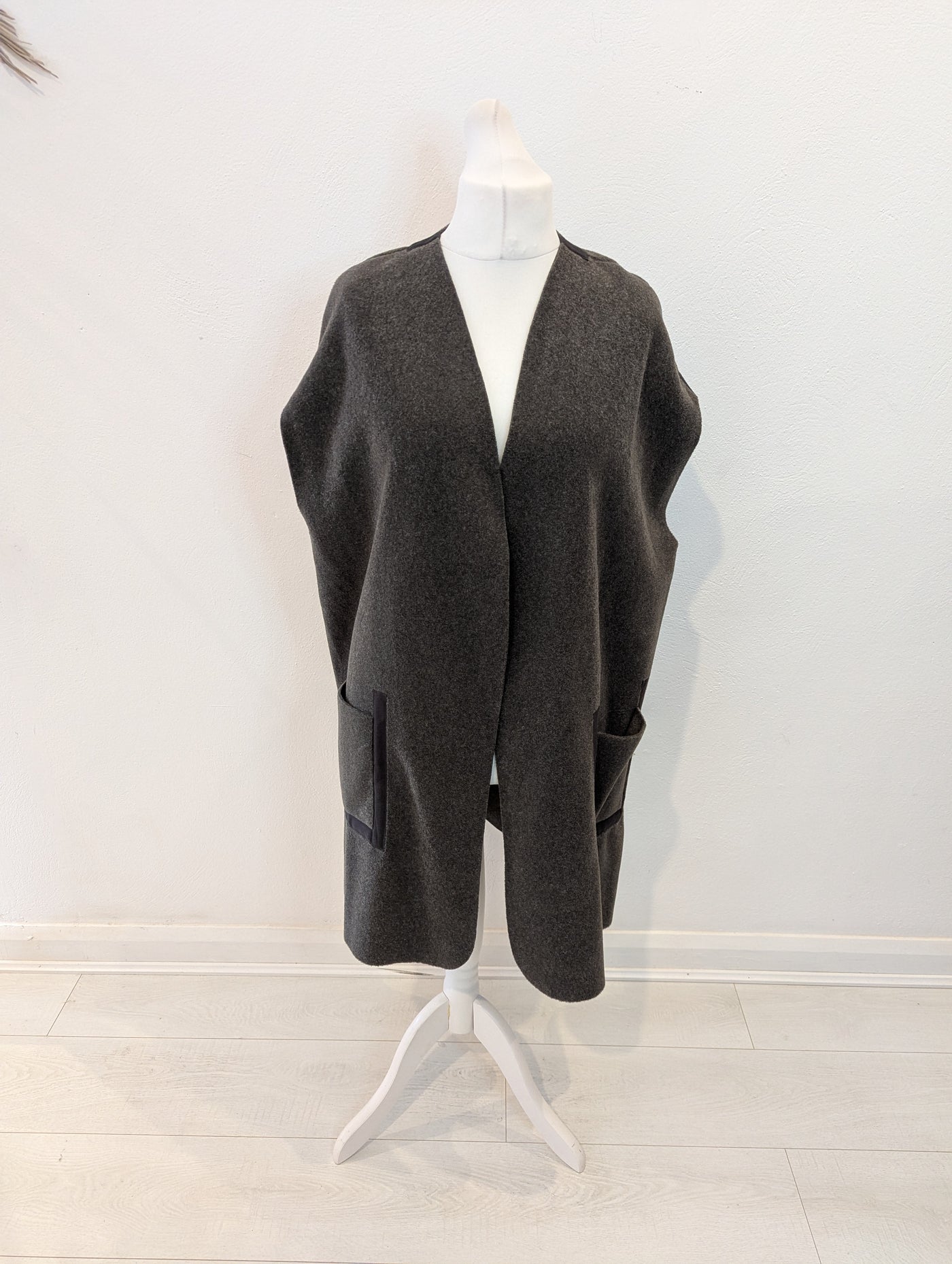 Henriette Steffenson Charcoal Sleeveless Cardi Small NWT £125