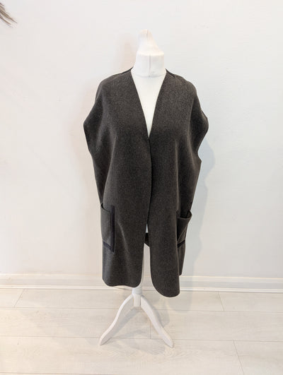 Henriette Steffenson Charcoal Sleeveless Cardi Small NWT £125