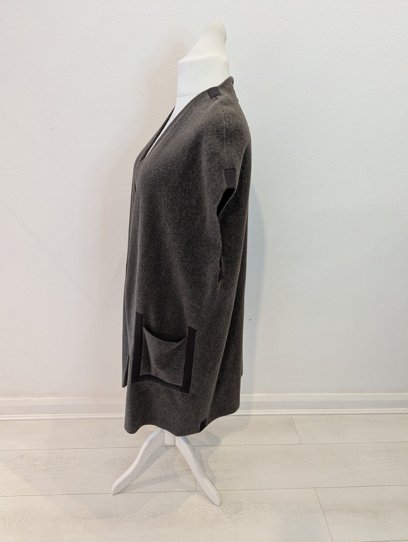 Henriette Steffenson Charcoal Sleeveless Cardi Small NWT £125