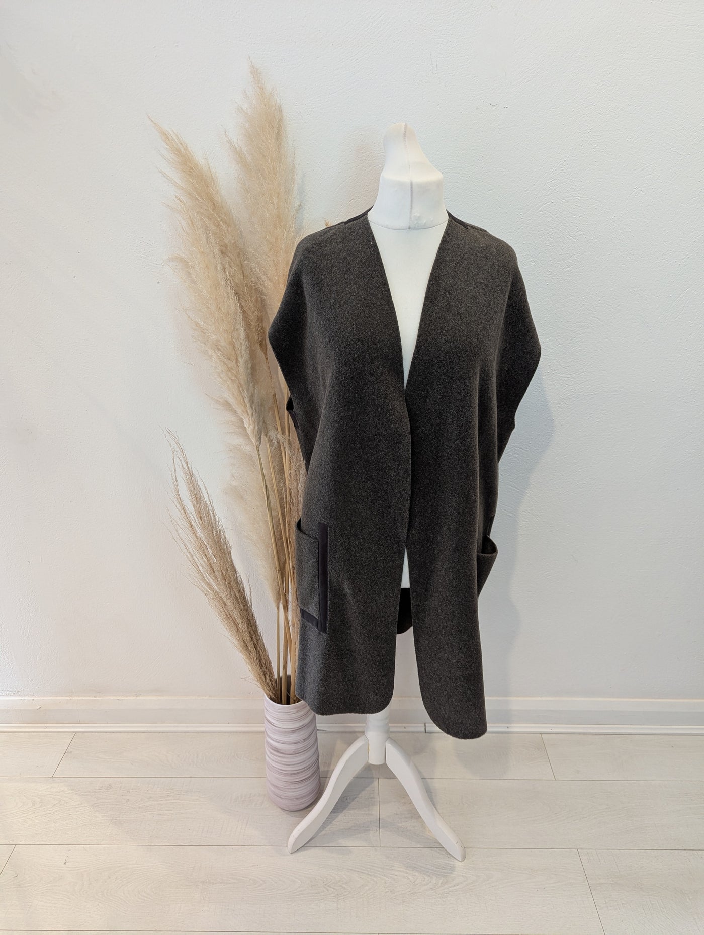 Henriette Steffenson Charcoal Sleeveless Cardi Small NWT £125