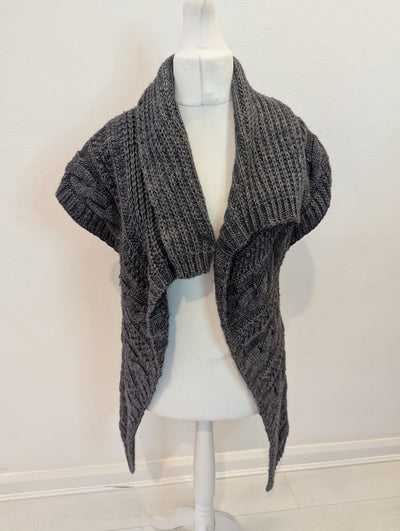 Evelin Brandt Grey Wool Long Gilet Size 14