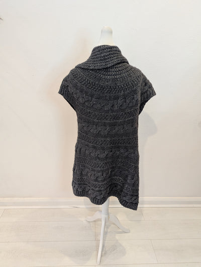Evelin Brandt Grey Wool Long Gilet Size 14