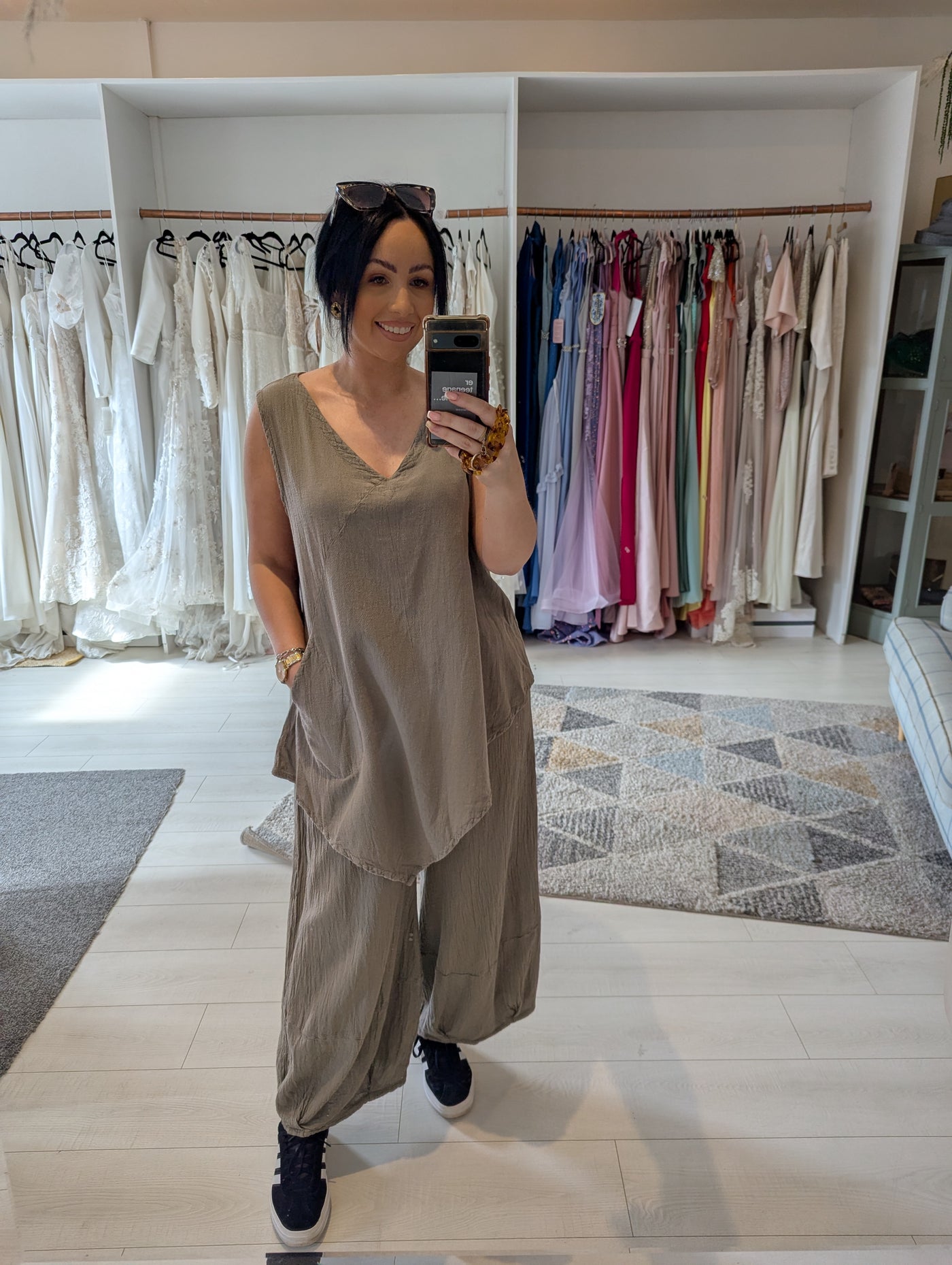 One Life Taupe Cotton Two Piece One Size