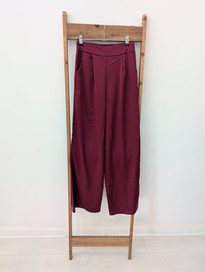 Eight Paris Burgandy Satin Trousers S RRP £39.99