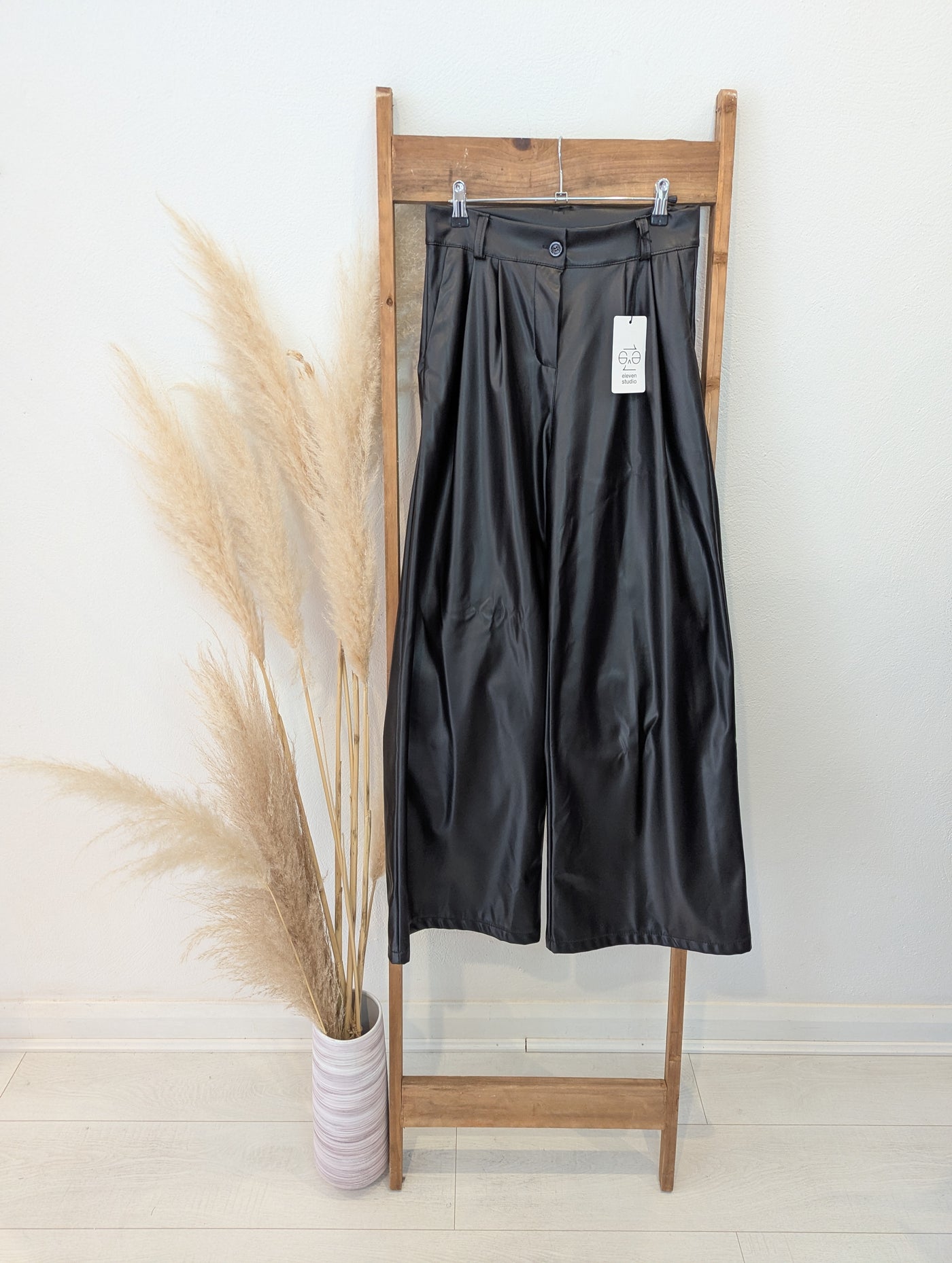 Blush Black Pleather Trousers NWT RRP £69 Large