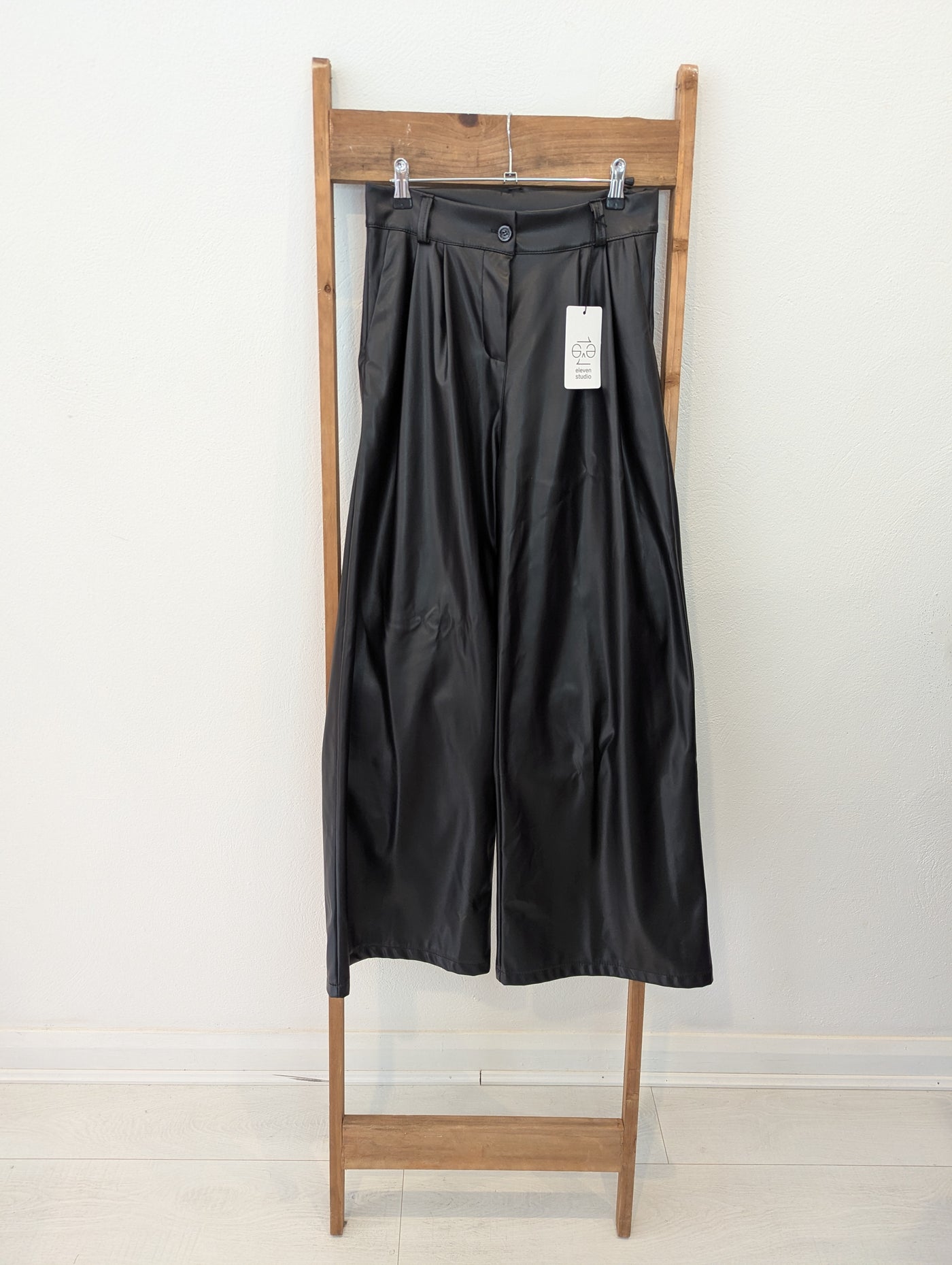 Blush Black Pleather Trousers NWT RRP £69 Large