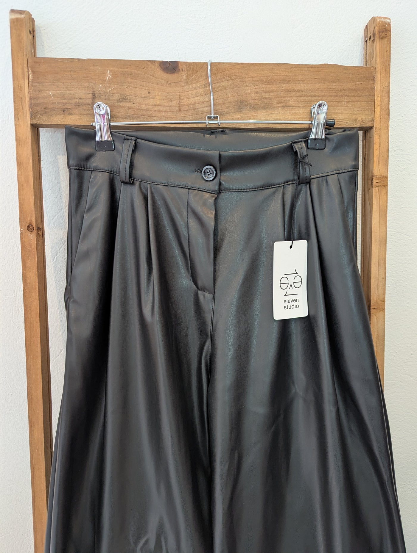 Blush Black Pleather Trousers NWT RRP £69 Large