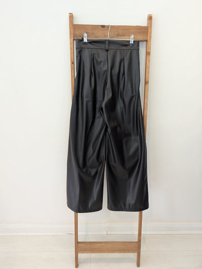 Blush Black Pleather Trousers NWT RRP £69 Large