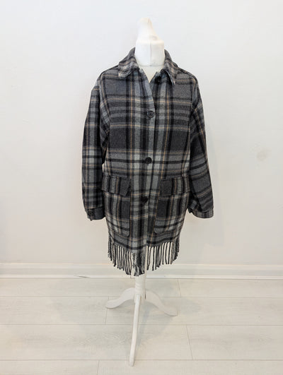 M&S Check Fringe Shacket M