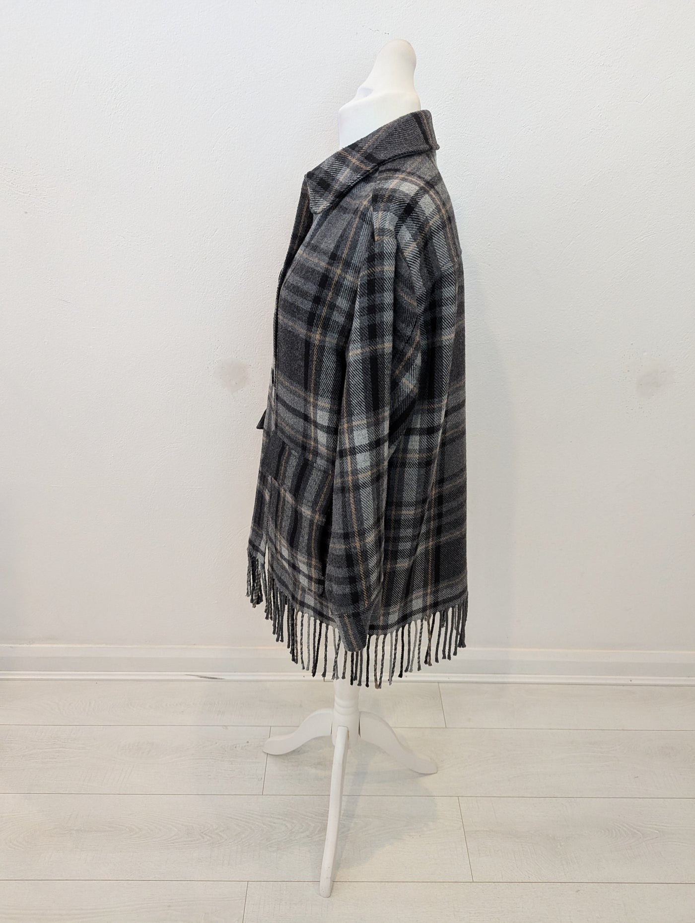 M&S Check Fringe Shacket M