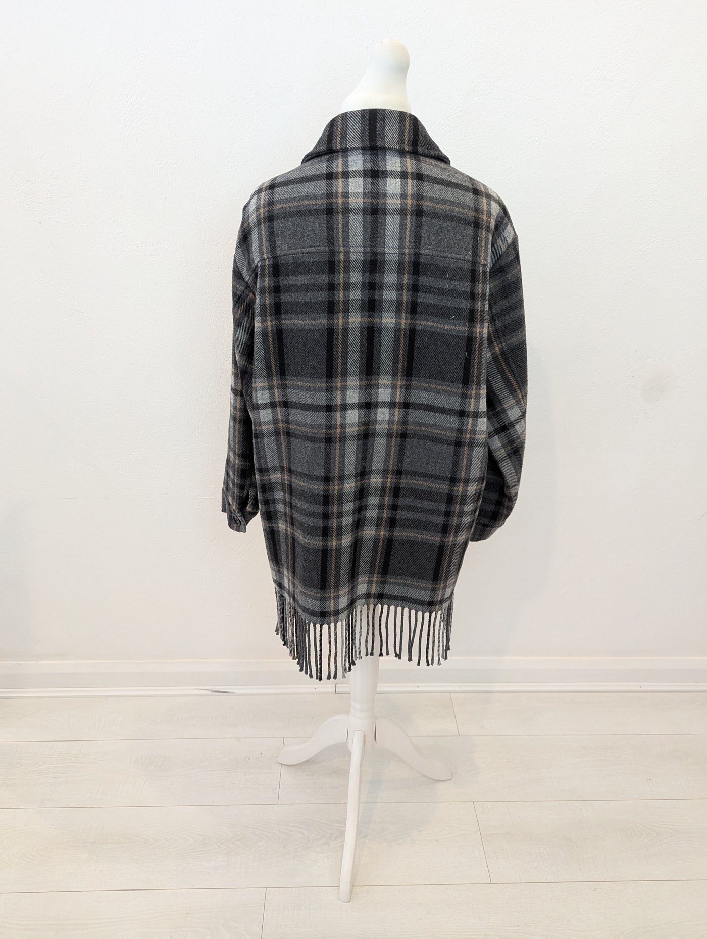 M&S Check Fringe Shacket M