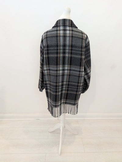 M&S Check Fringe Shacket M