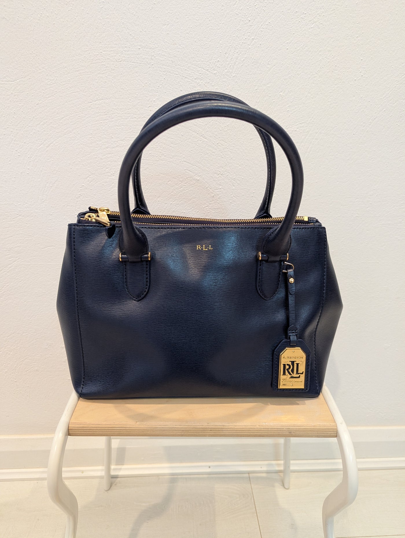 Ralph Lauren small navy Newbury tote