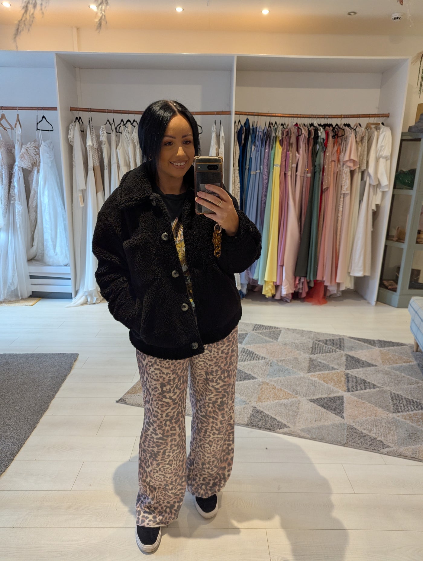 Topshop Black Teddy Jacket M (Petite)
