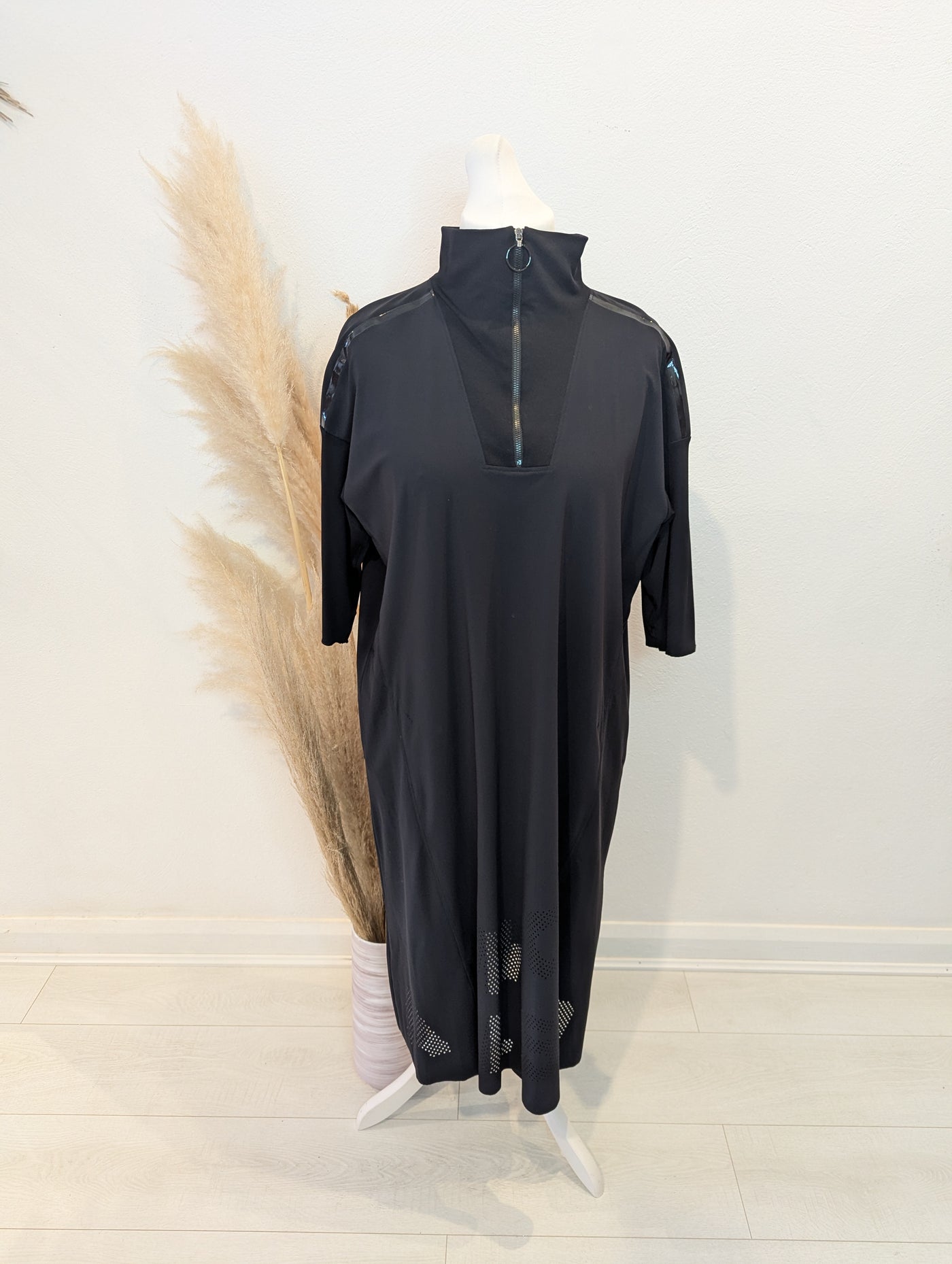 Marc Cain Sport Black Half Zip Dress L