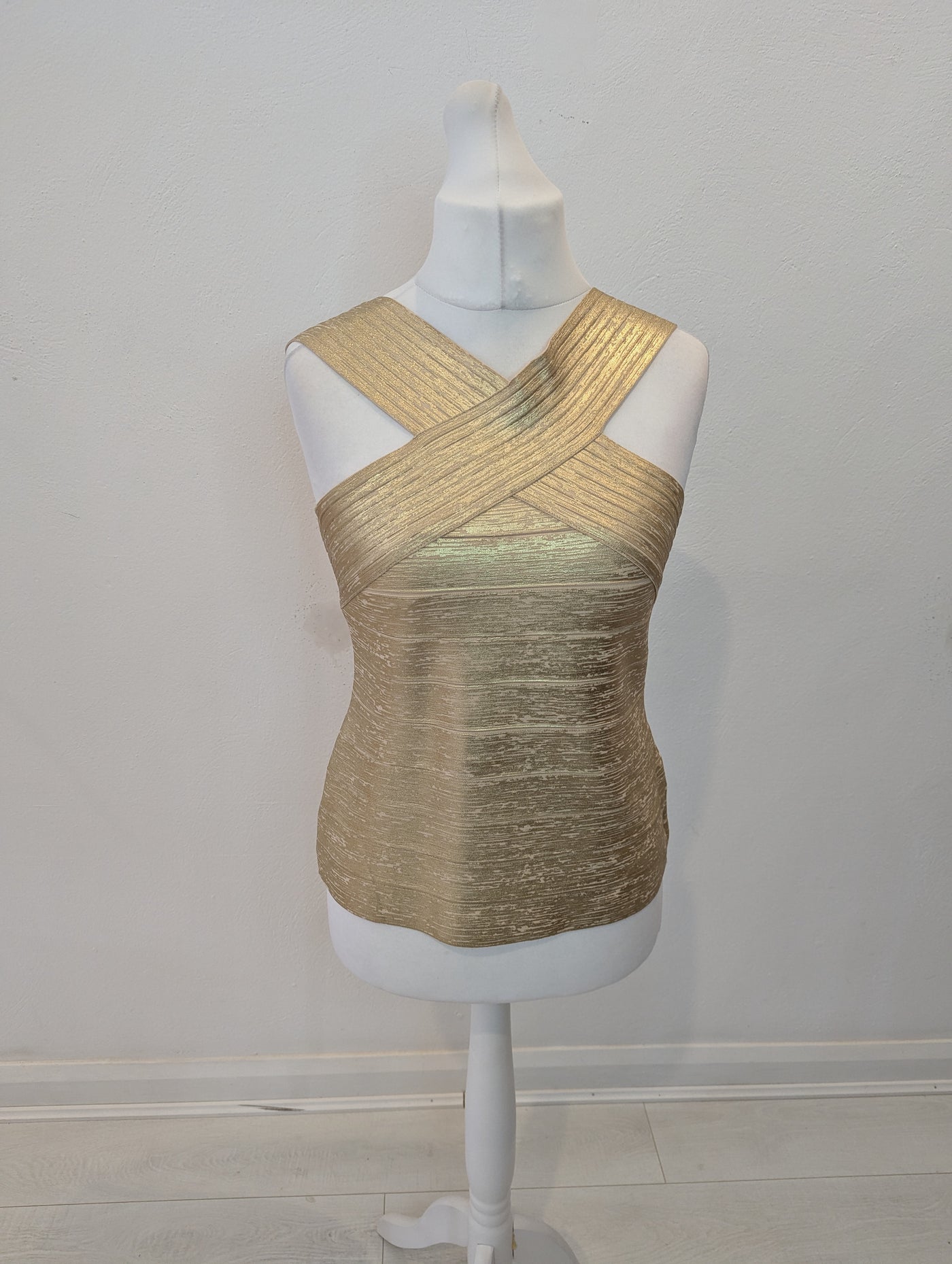 Karen Millen Gold Bandage Top L