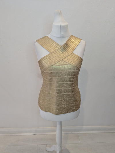 Karen Millen Gold Bandage Top L