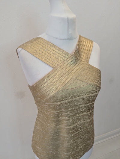 Karen Millen Gold Bandage Top L