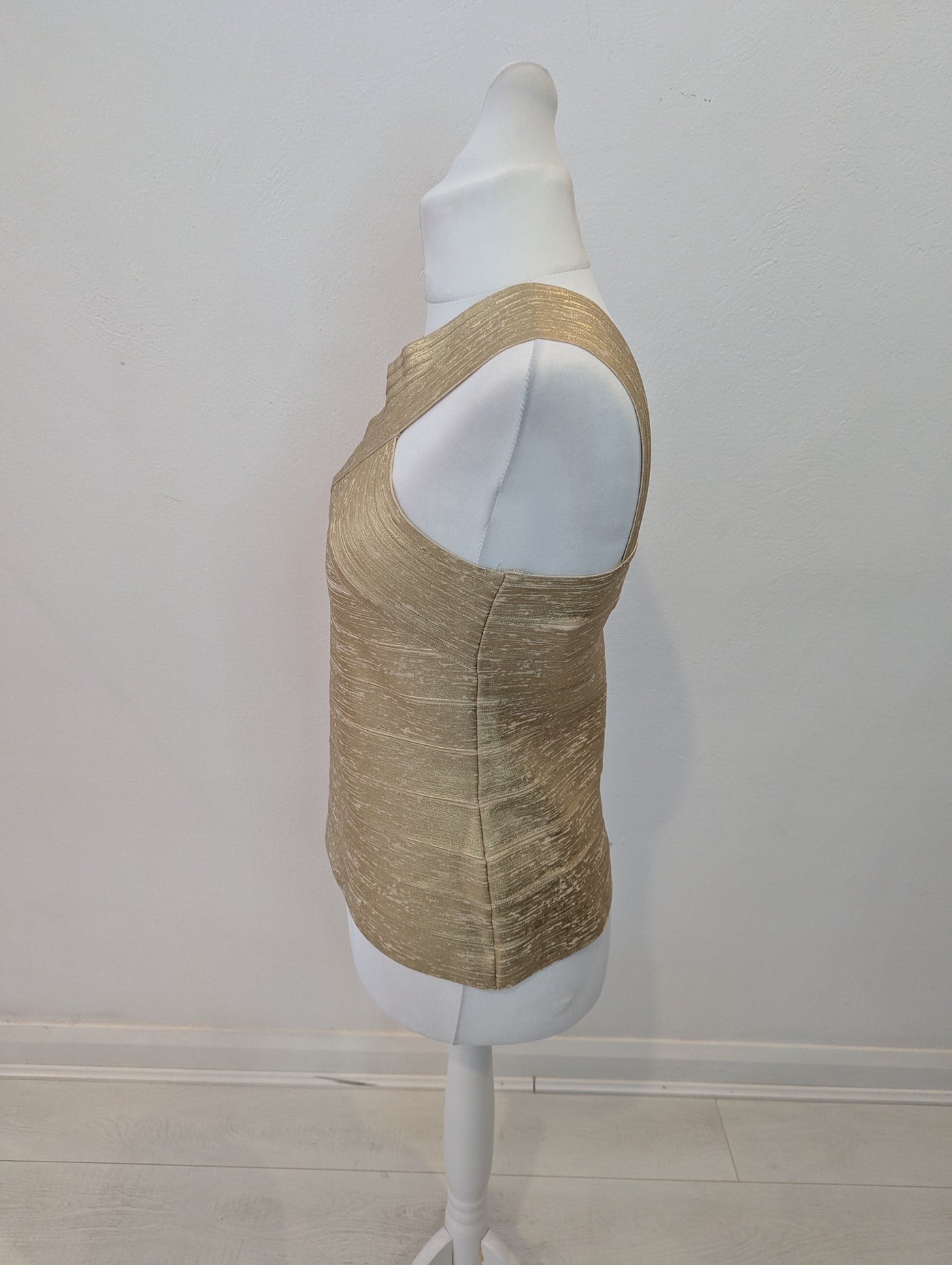 Karen Millen Gold Bandage Top L