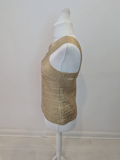 Karen Millen Gold Bandage Top L