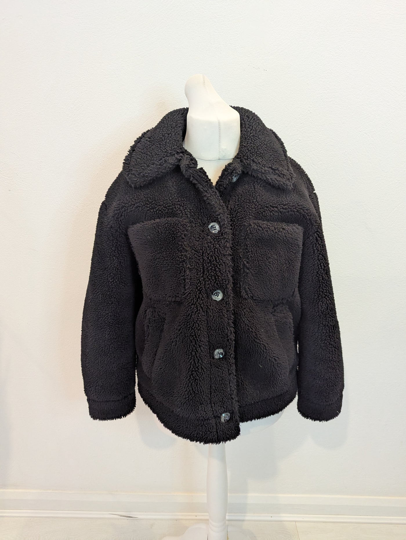 Topshop Black Teddy Jacket M (Petite)