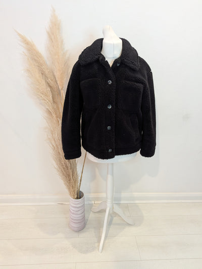 Topshop Black Teddy Jacket M (Petite)