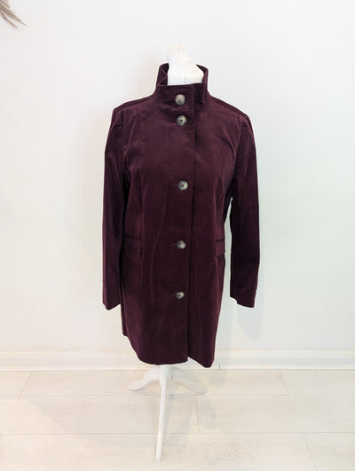 White Stuff Plum Velvet Coat 16 RRP £140