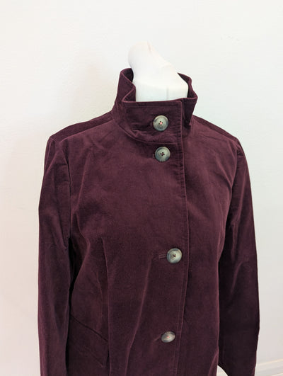 White Stuff Plum Velvet Coat 16 RRP £140