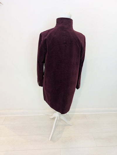 White Stuff Plum Velvet Coat 16 RRP £140