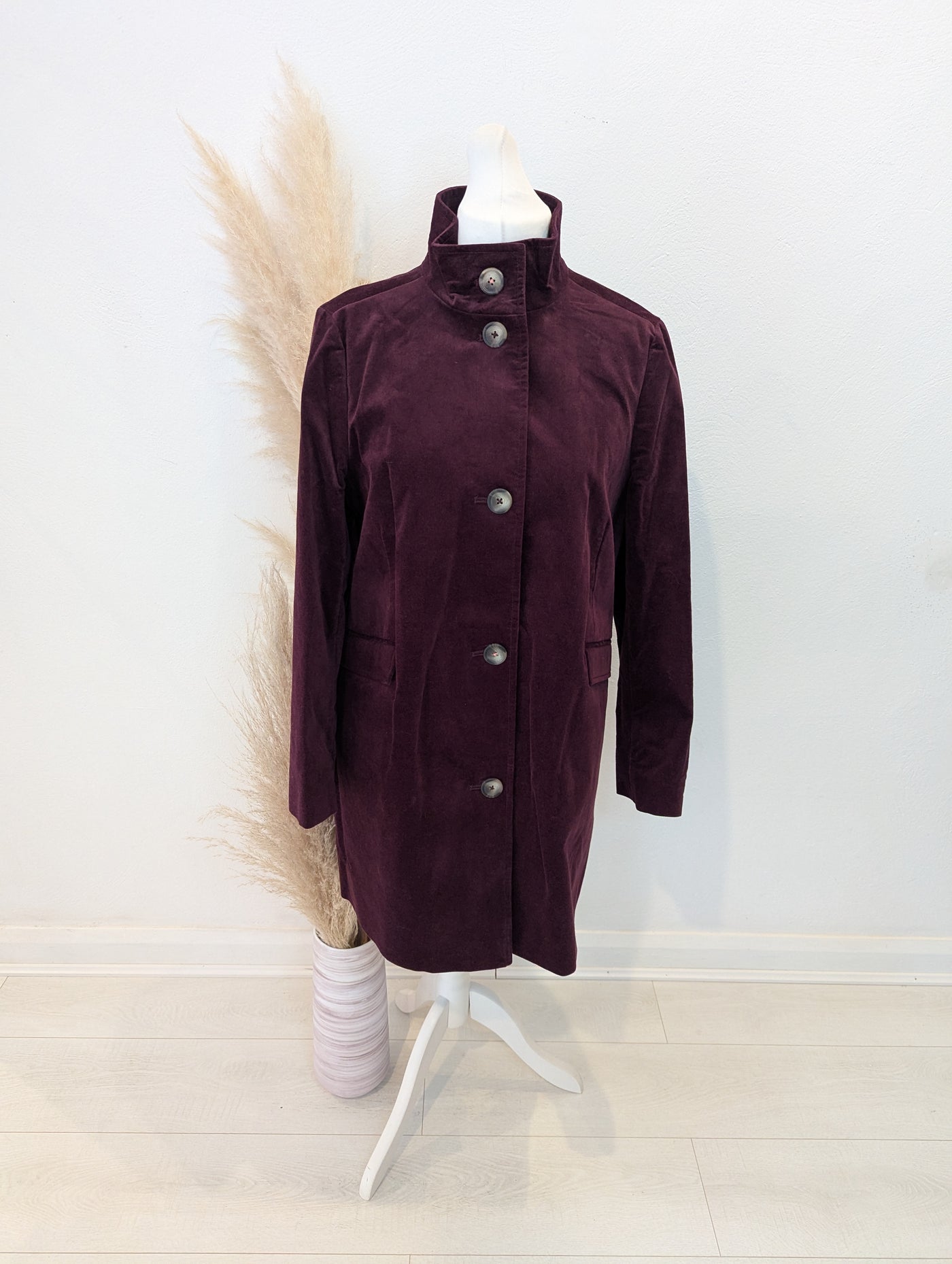 White Stuff Plum Velvet Coat 16 RRP £140