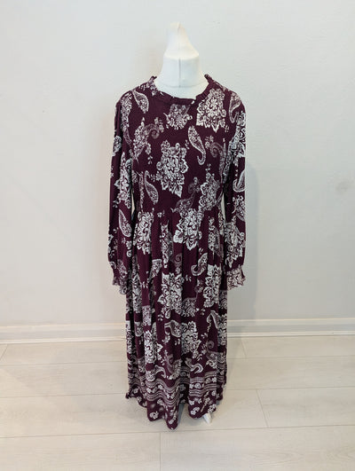Finery Burgundy Paisley Dress 16 NWT 
