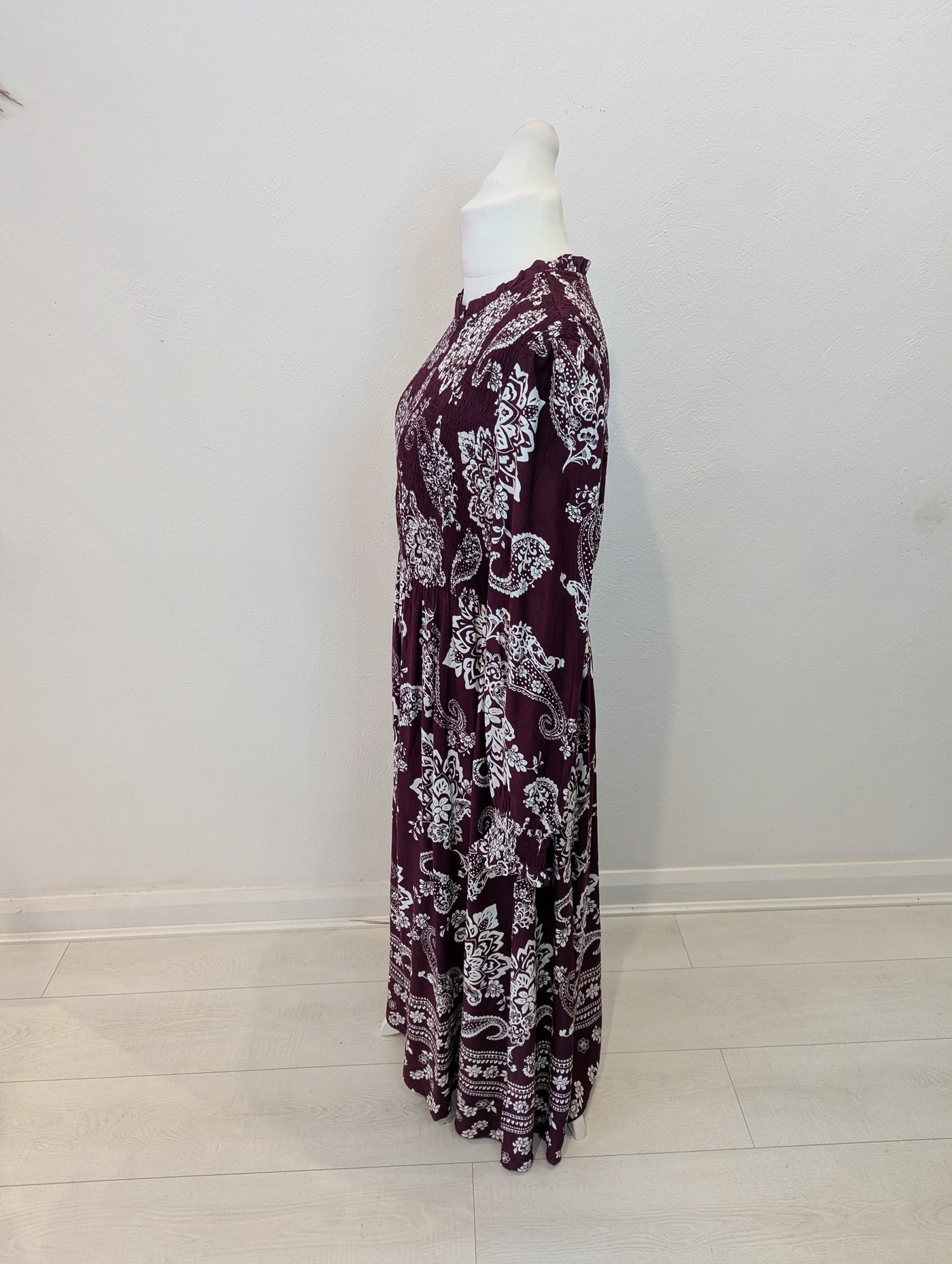 Finery Burgundy Paisley Dress 16 NWT 