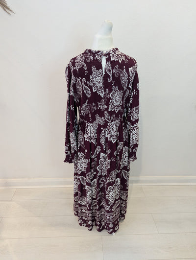 Finery Burgundy Paisley Dress 16 NWT 
