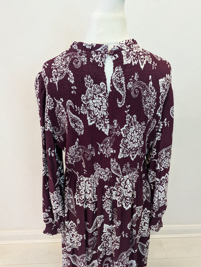 Finery Burgundy Paisley Dress 16 NWT 
