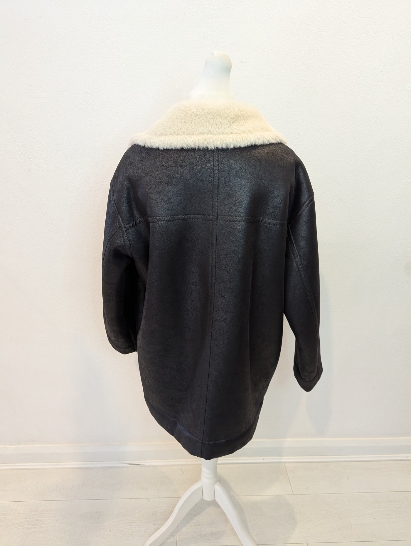 Per Una Black Fur Lined Coat L