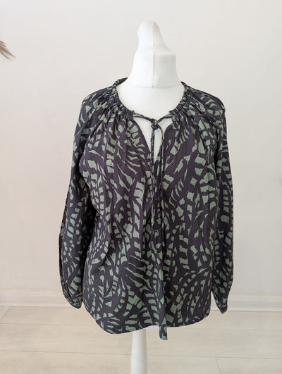 Hush Green/Grey Smock Top Size Large
