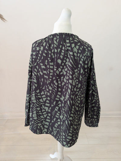 Hush Green/Grey Smock Top Size Large