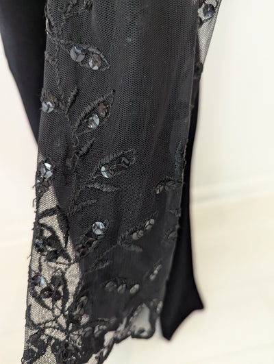 Black Velvet Sheer Sleeve Maxi Size 14