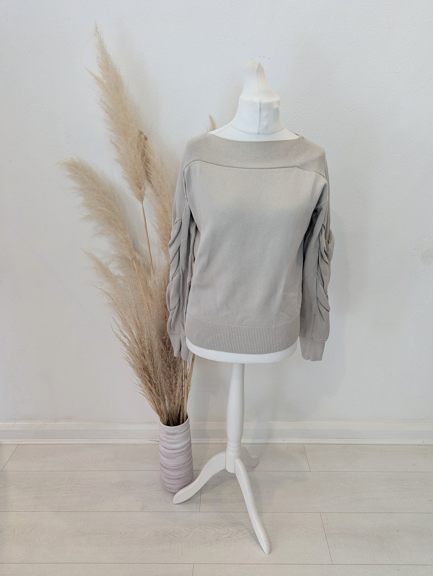 Cos Beige Plait Sleeve Jumper Size Large