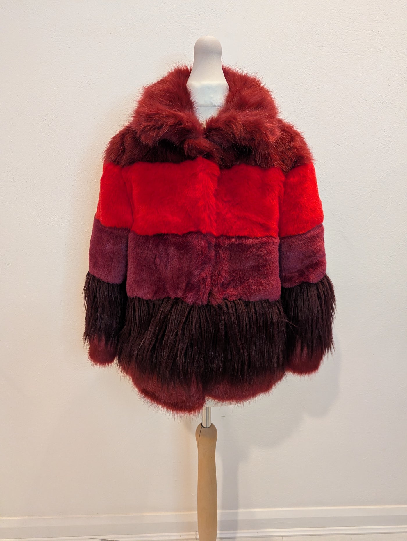 Relish Burgundy Faux Fur Coat XS