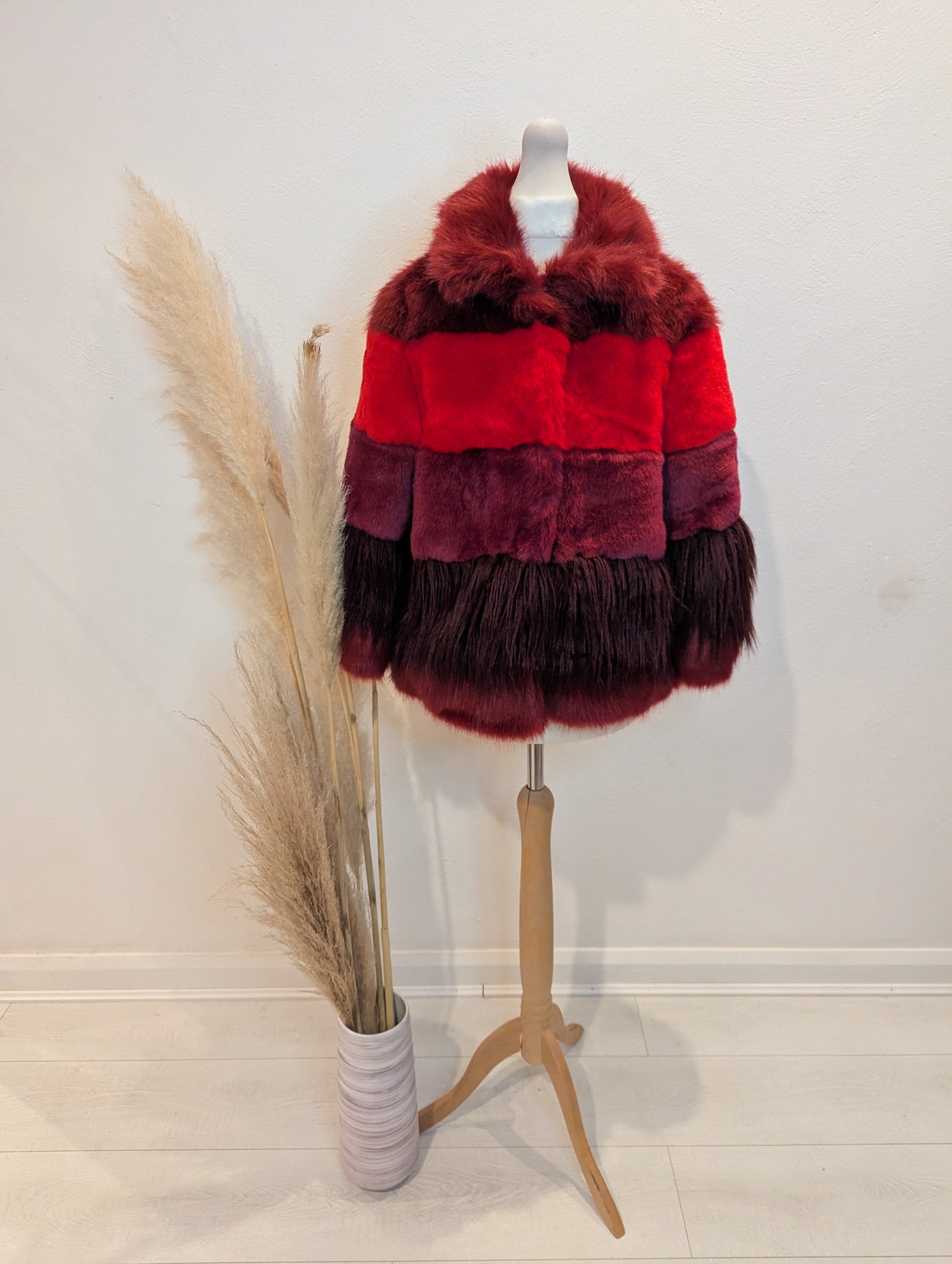 Relish Burgundy Faux Fur Coat XS