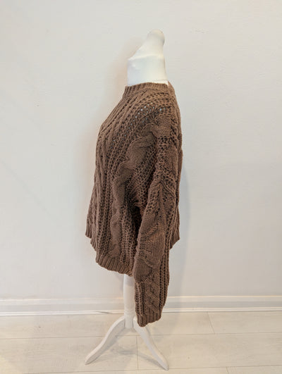 Elenza Brown Cable Knit S/M NWT £65