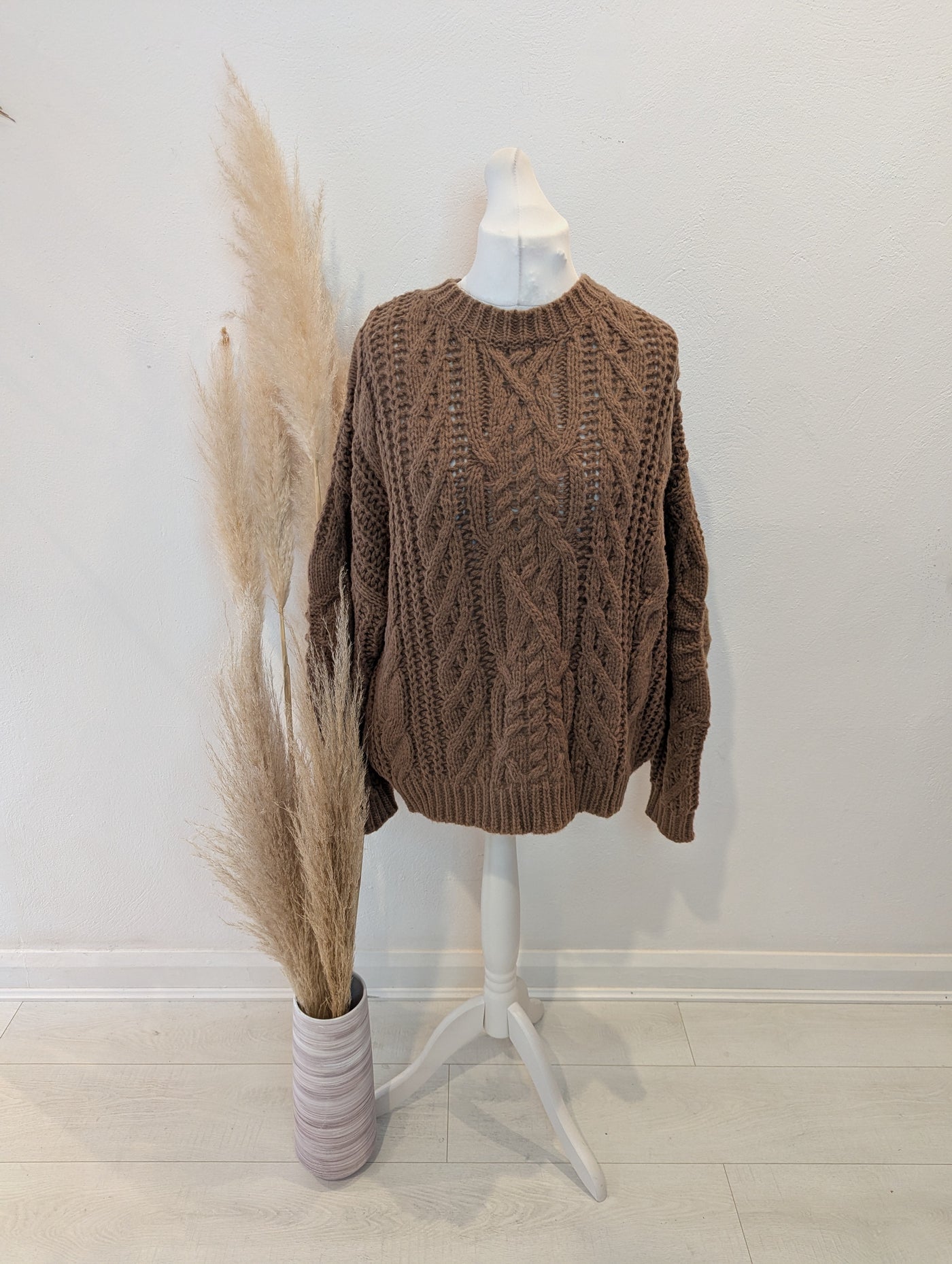 Elenza Brown Cable Knit S/M NWT £65