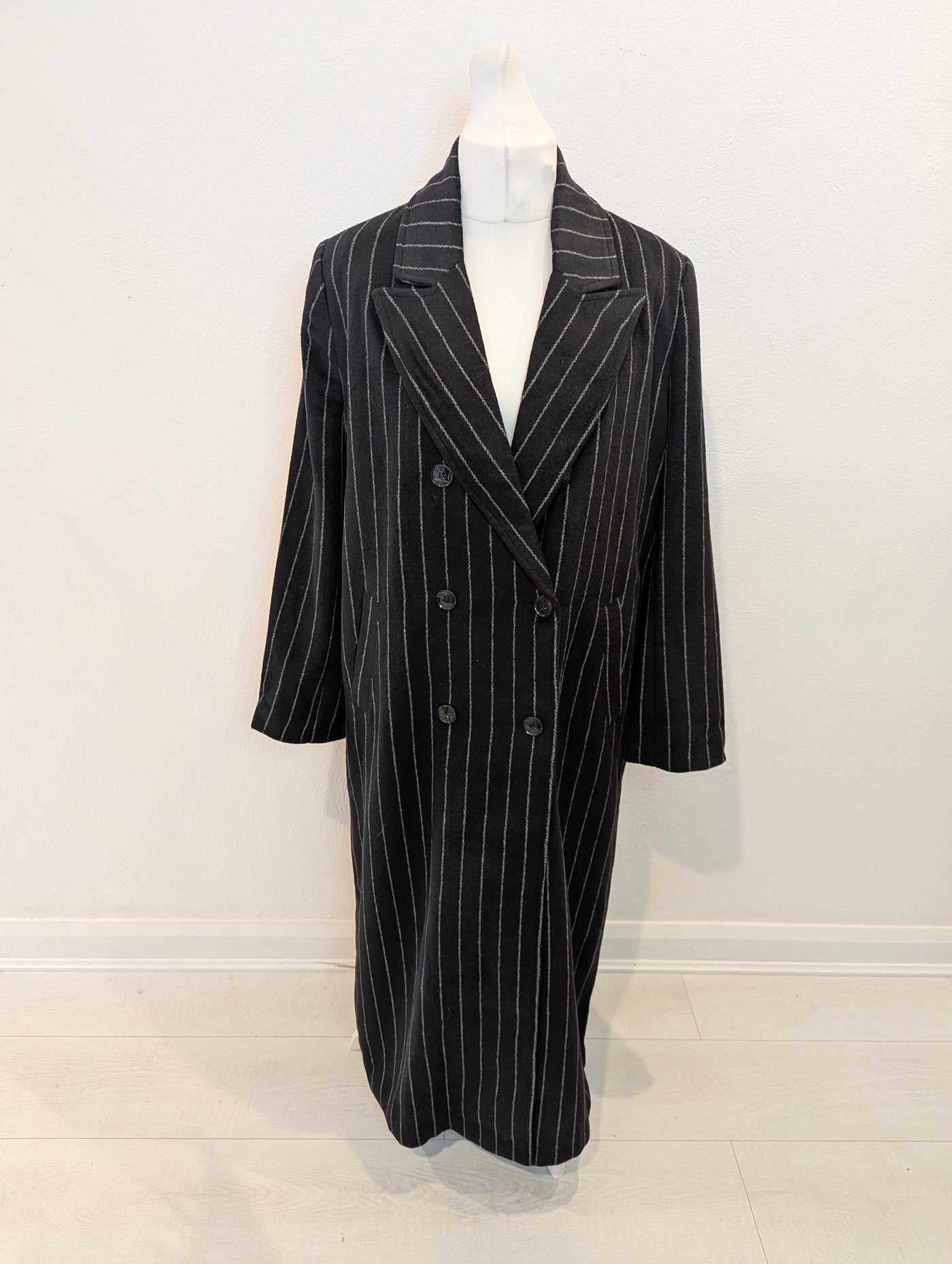 Warehouse Charcoal Pinstripe Coat 14
