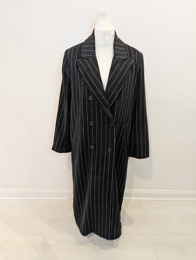 Warehouse Charcoal Pinstripe Coat 14