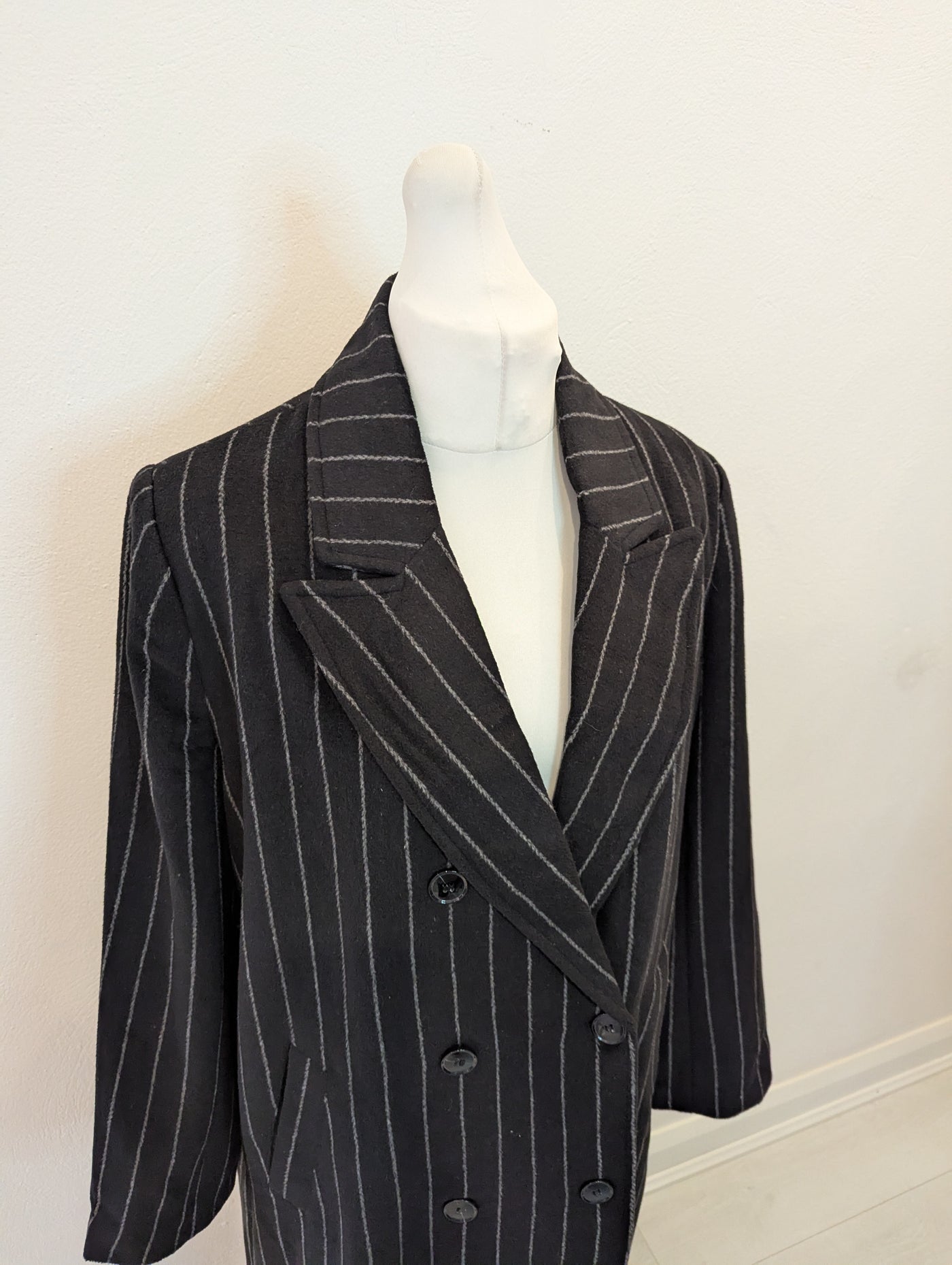 Warehouse Charcoal Pinstripe Coat 14